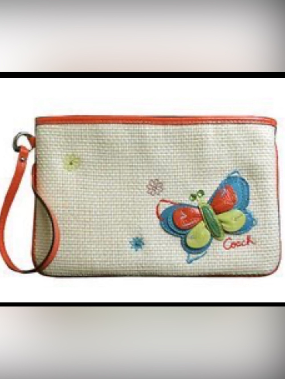 Coach Y2K Butterfly Appliqué Straw Wristlet